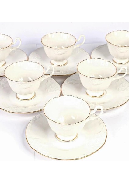 6 Kişilik Altın Yaldızlı Porselen Kahve Fincan Takımı 22756 fiyatları