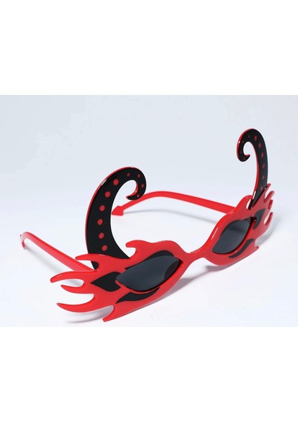 Siyah Boynuzlu Kırmızı Renk Alevli Parti Gözlüğü 21X10 Cm modelleri