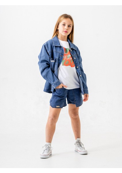 Kız Çocuk Cepli Kot Ceket 1901