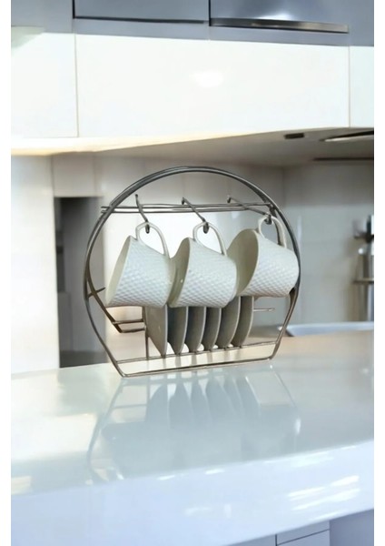 Dekoratif 6 Kancalı Fincan Askılığı Bardak Standı Kahve Fincanı Standı Fincanlık Bardak Askılığı