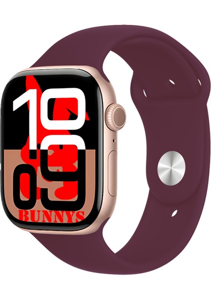 Xiaomi Mi 10 Uyumlu Bordo Akıllı Saat WATCH10 2025 Hediyeli Amoled Ekran