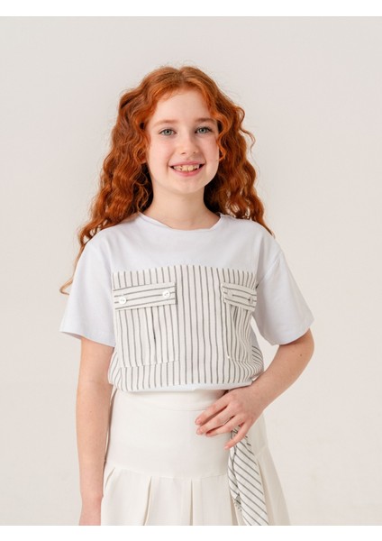 Kız Çocuk Çizgili T-Shirt 1700