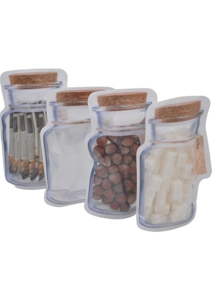 Kavanoz Görünümlü Kilitli Saklama Poşeti Çıtçıtlı ve Pratik Torba 10 Adet modelleri