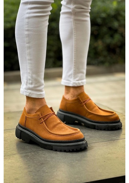 SHO2404 Bağcıklı Yüksek Taban Sst Castle Erkek Ayakkabı Loafer Taba indirimleri