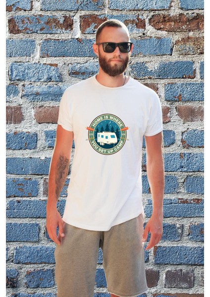 Erkek Karavan Kamp Temalı Regular Tişört fiyatları