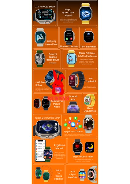 Apple iPhone x Uyumlu Mor Akıllı Saat WATCH10 2025 Hediyeli Amoled Ekran