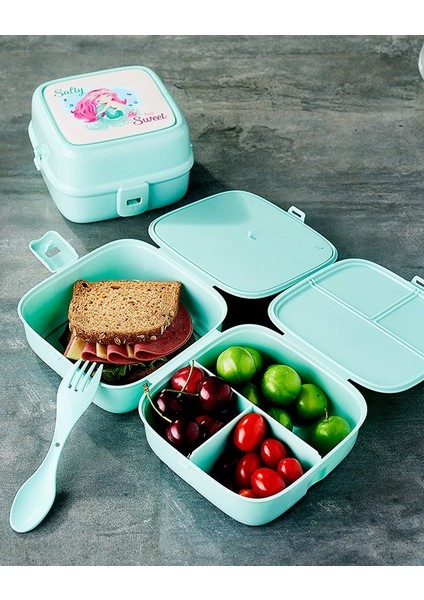 Porky Lol Desenli 4 Bölmeli Çatallı Beslenme Kabı - Diyet Kabı - 1 Adet fırsatları