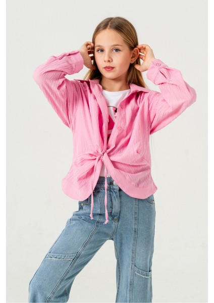 Kız Çocuk Önden Bağcıklı Gömlek T-Shirt Ikili Takım 1801 fiyatları