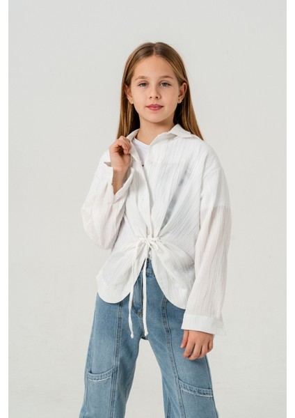 Kız Çocuk Önden Bağcıklı Gömlek T-Shirt Ikili Takım 1801 fiyatları