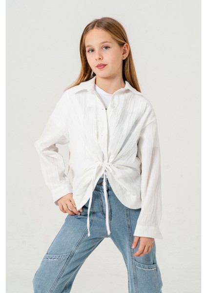 Kız Çocuk Önden Bağcıklı Gömlek T-Shirt Ikili Takım 1801 modelleri