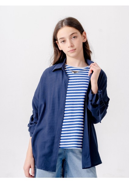 Kız Çocuk Düşük Kollu Gömlek T-Shirt Ikili Takım 1810