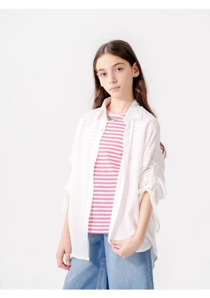 Kız Çocuk Düşük Kollu Gömlek T-Shirt Ikili Takım 1810 fiyatları