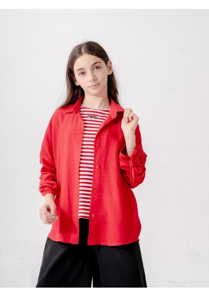 Kız Çocuk Düşük Kollu Gömlek T-Shirt Ikili Takım 1810