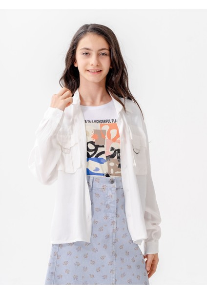 Kız Çocuk D Tokalı Ceket T-Shirt Ikili Takım 1806