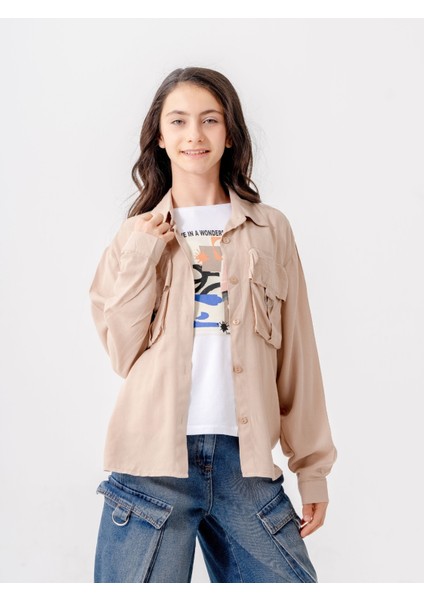 Kız Çocuk D Tokalı Ceket T-Shirt Ikili Takım 1806