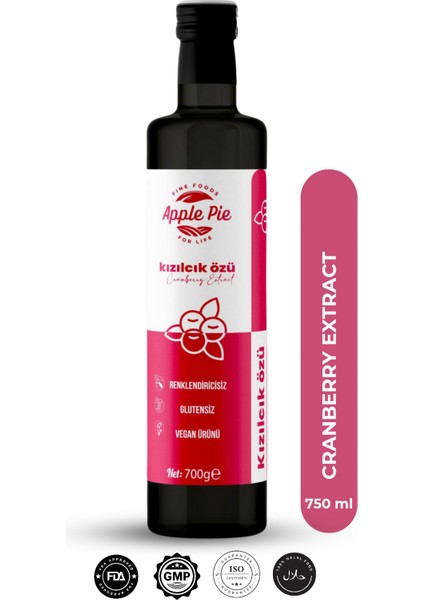 Applepiefoods Kızılcık Özü 700 gr ( Analizli ) , Soğuk Sıkım , Cranberry Extract