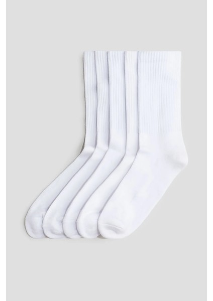 5'li Havlu Taban (Tabanı Kalın) Boğazı Lastik Örgülü Triko Dikişsiz Tenis Çorabı