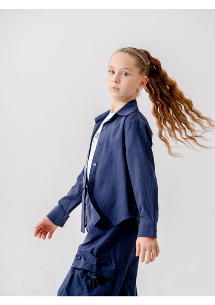 Kız Çocuk Cep Garnili Gömlek T-Shirt Ikili Takım 1808 fiyatları