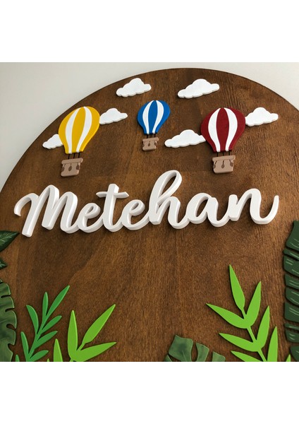Isme Özel Hediyelik, Uçan Balon ve Yaprak Temalı Ahşap Bebek Hastane Kapı Süsü fiyatları