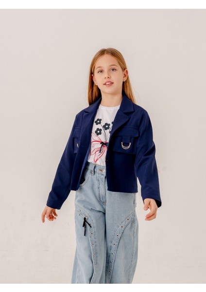 Kız Çocuk D Tokalı Ceket T-Shirt Ikili Takım 1903