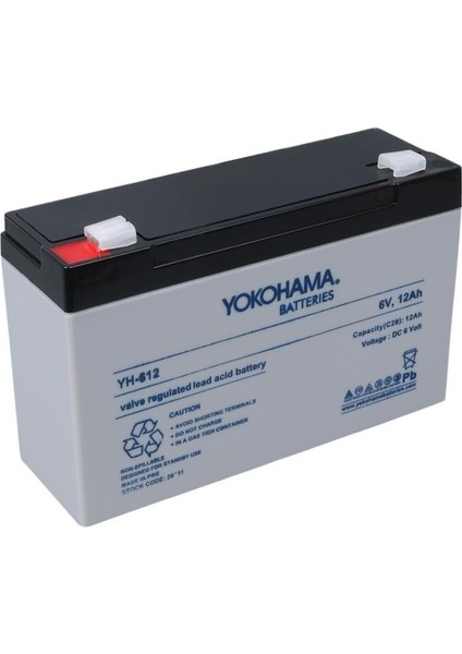 YH-612 6VOLT - 12AMPER Akü 6V 12A (150X50X94MM)