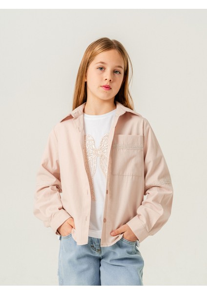Kız Çocuk Cep Dantelli Gömlek T-Shirt Ikili Takım 1803 fiyatları
