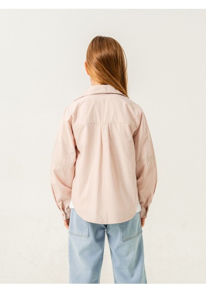 Kız Çocuk Cep Dantelli Gömlek T-Shirt Ikili Takım 1803 modelleri