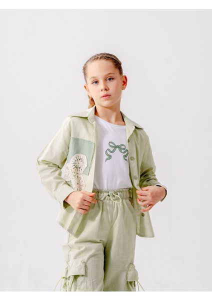 Kız Çocuk Cep Garnili Gömlek T-Shirt Ikili Takım 1808 fiyatları