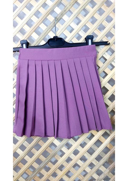 Pileli Şort Etek (Açık Mor)