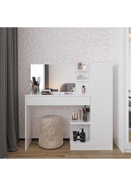 Florissa Makyaj Masası, 1 Çekmeceli, Dolaplı, Aynalı