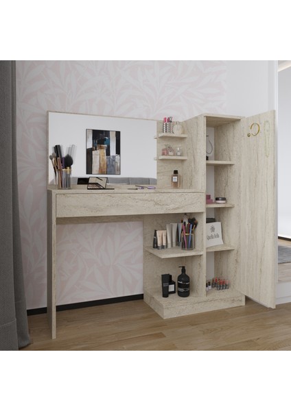 Florissa Makyaj Masası, 1 Çekmeceli, Dolaplı, Aynalı fırsatları