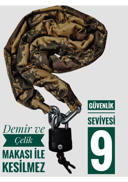 Strong Grade 10 mm 1 Metre 80 cm Kesilmez Motorsiklet Zincir Kilit Motor Kilidi Motorsiklet Kilidi