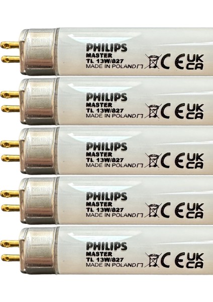 (5 Adet) 13W 827 2700K (Sarı Işık) G5 Duylu T5 Floresan