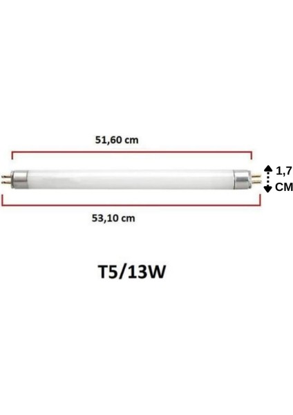 (6 Adet) 13W 827 2700K (Sarı Işık) G5 Duylu T5 Floresan