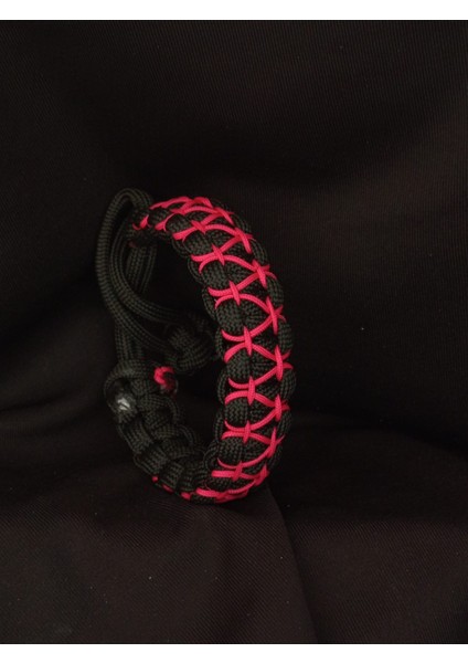 PARACORD PEMBE BALON İŞLEMELİ BİLEKLİK