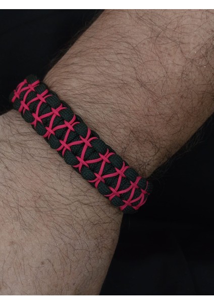 PARACORD PEMBE BALON İŞLEMELİ BİLEKLİK