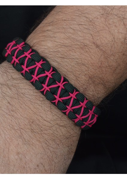 PARACORD PEMBE BALON İŞLEMELİ BİLEKLİK