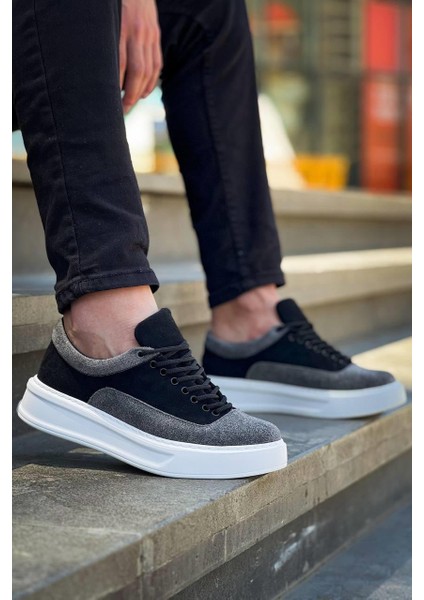 KB-005 Kuback Siyah Gri Süet Bağcıklı Günlük Erkek Ayakkabı modelleri