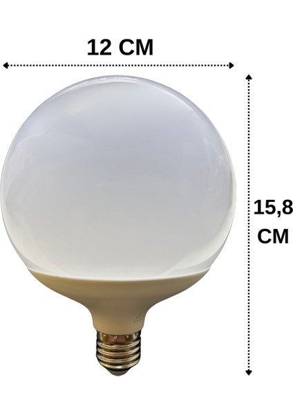 (3 Adet) 20W (120W) 3000K (Sarı Işık) E27 Duylu (Kalın Duy) Glop LED Ampul