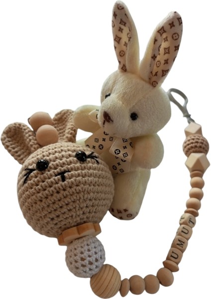 Hoşgeldin Bebek, Unisex, Yenidoğan Bebek Amigurumi Isimli Emzik Askısı Hediye Seti fırsatları