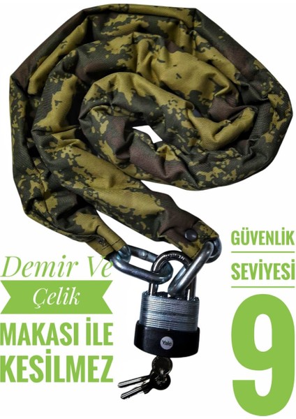 Seviye 9 10 mm 3 Metre Kesilmez Motorsiklet Zincir Kilit Motor Kilidi Motorsiklet Kilidi