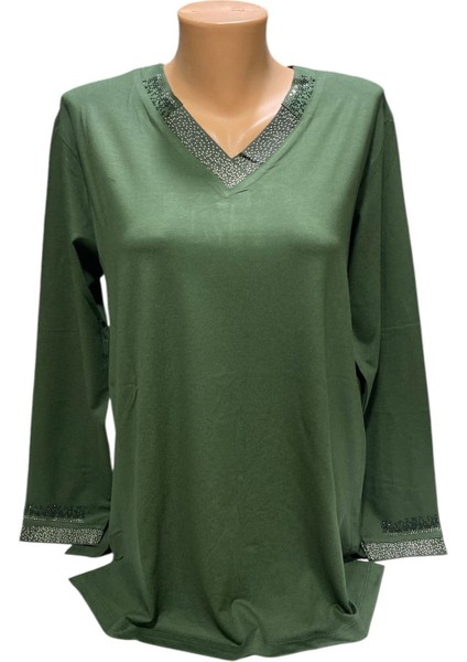 Rahat Kesim V Yaka Anne Kadın Penye Bluz