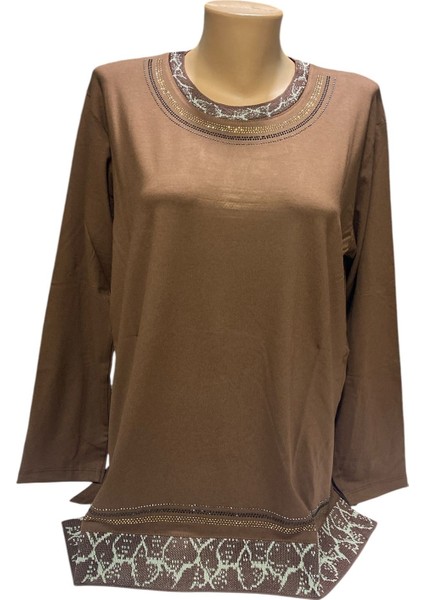 Rahat Kesim Yuvarlak Yaka Taş Işlemeli Kadın Anne Penye Bluz fiyatları