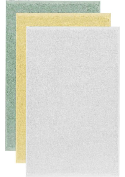 3 lü Düz Renk El Yüz Havlu Seti &amp;#37;100 Pamuklu 50x90 Cm Yeşil Sarı Beyaz fırsatları