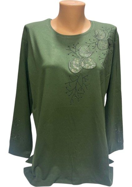 Rahat Kesim Yuvarlak Yaka Kol Işlemeli Anne Kadın Penye Bluz fiyatları