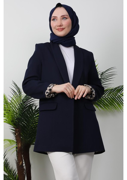 Leopar Astarlı Ceket Lacivert indirimleri