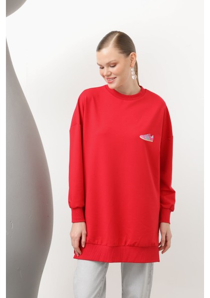 20614 Puane Iki Iplik Kumaş Ayakkabı Baskılı Tesettür Sweatshirt
