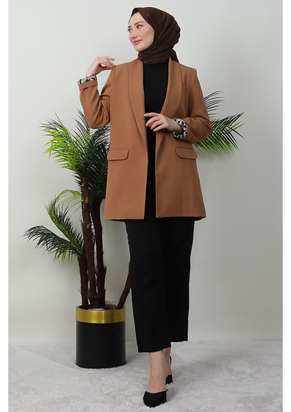 Leopar Astarlı Ceket Sütlükahve