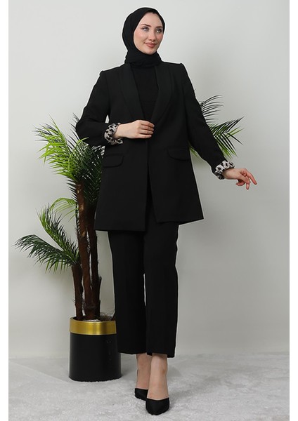 Leopar Astarlı Ceket Siyah modelleri