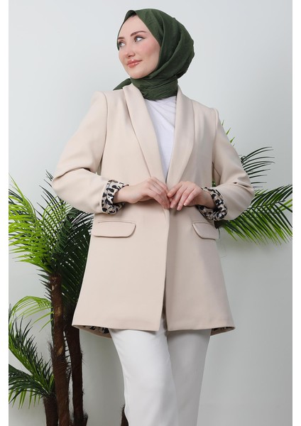 Leopar Astarlı Ceket Krem indirimleri